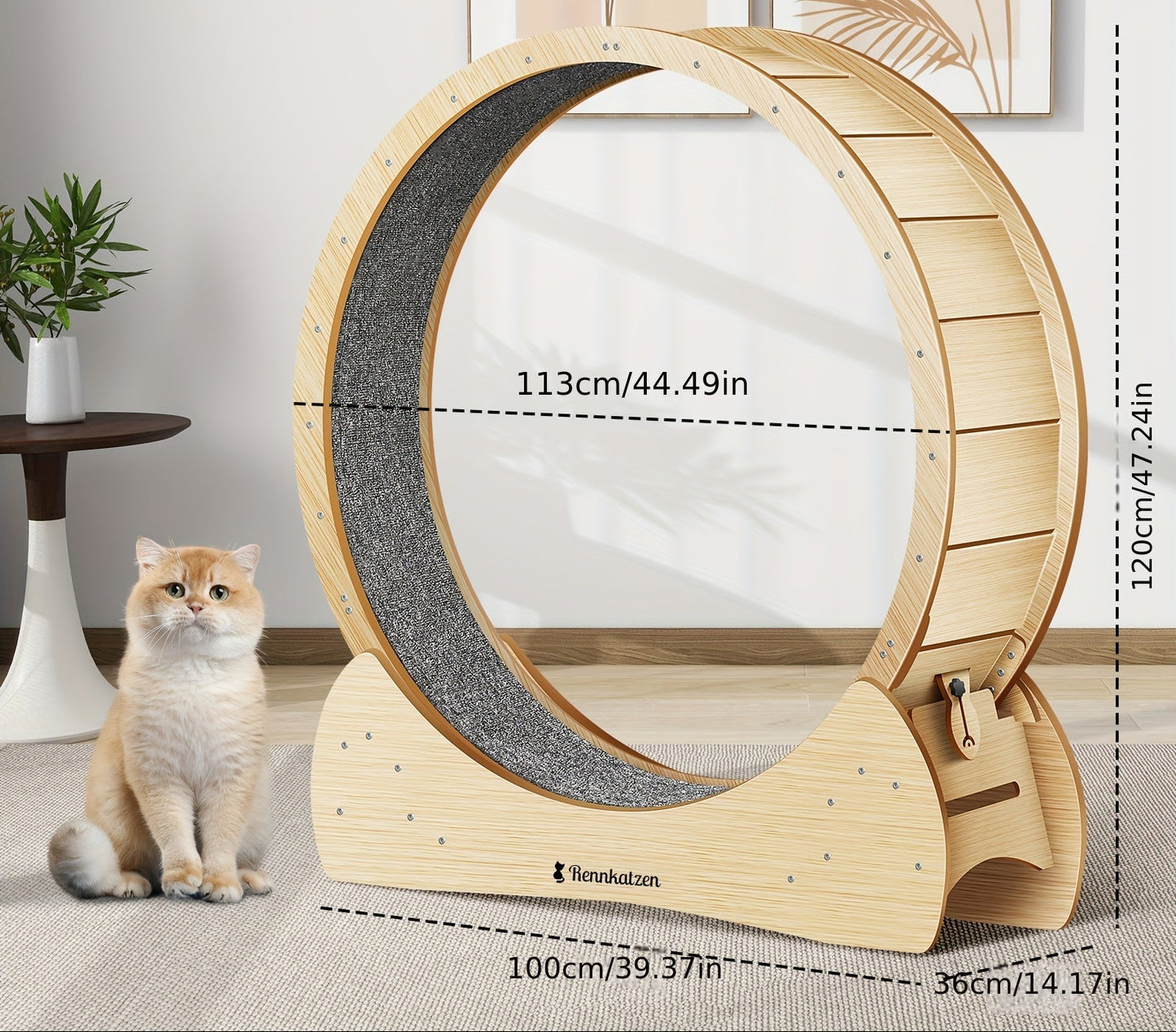 Rennenrad – Looprad – Knaagdierenrad – Huisdierrenwiel – Binnenrenwiel – XL Groot formaat – Fiberboard Hout duurzaam en comfortabel
