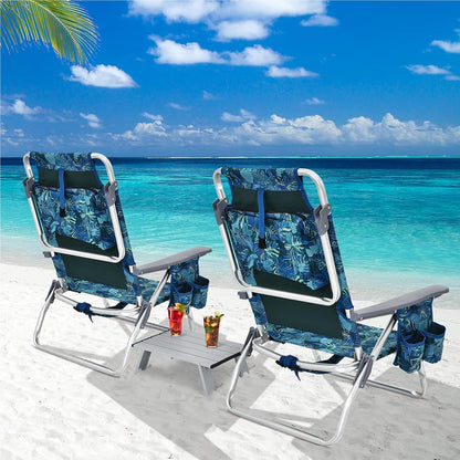 Campingstoel – Kampeerstoel – Vouwstoel – Strandstoel – Visstoel – 3-delige Set Met Verstelbare Rugleuning & Inclusief Tafel – Lichtgewicht, Waterbestendig Marine