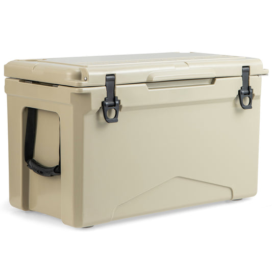 Geïsoleerde Koelbox – Draagbare Cooler – IJskoeler – Hard Cooler – Picknick Koelbox – Rotomolded Kunststof – Ingebouwde Bekerhouders – Stevige Draaghandvatten – Khaki