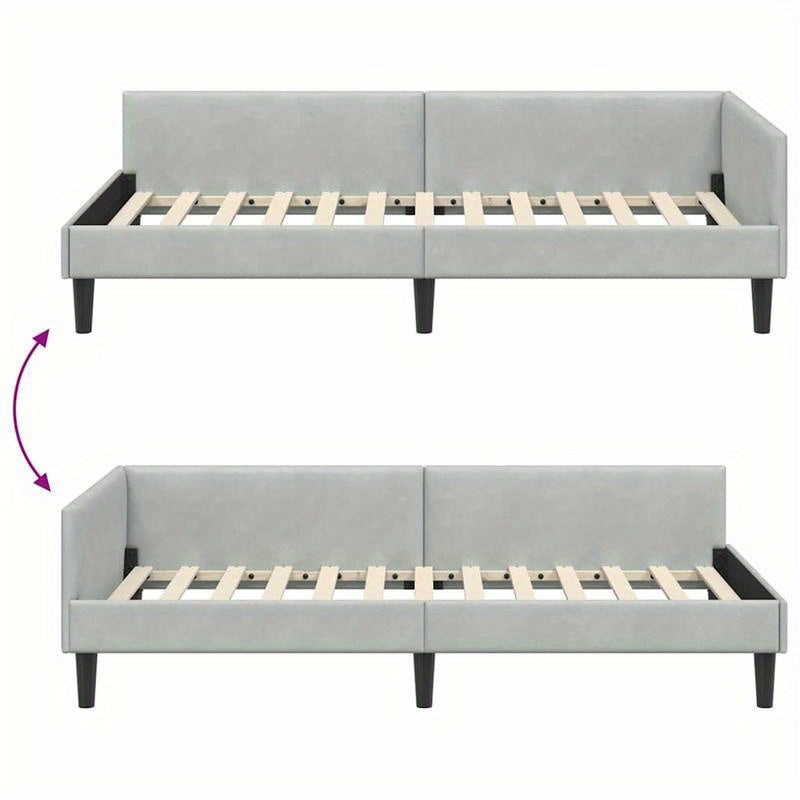 Bedbank – Slaapbank – Sofa Bed – Futon – Zitzak – Lichtgrijs – Uitschuifbaar – 100x200 cm – Gehard Houten Frame – Metalen Versterking