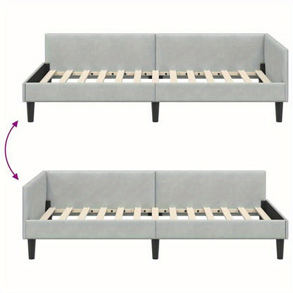 Bedbank – Slaapbank – Sofa Bed – Futon – Zitzak – Lichtgrijs – Uitschuifbaar – 100x200 cm – Gehard Houten Frame – Metalen Versterking