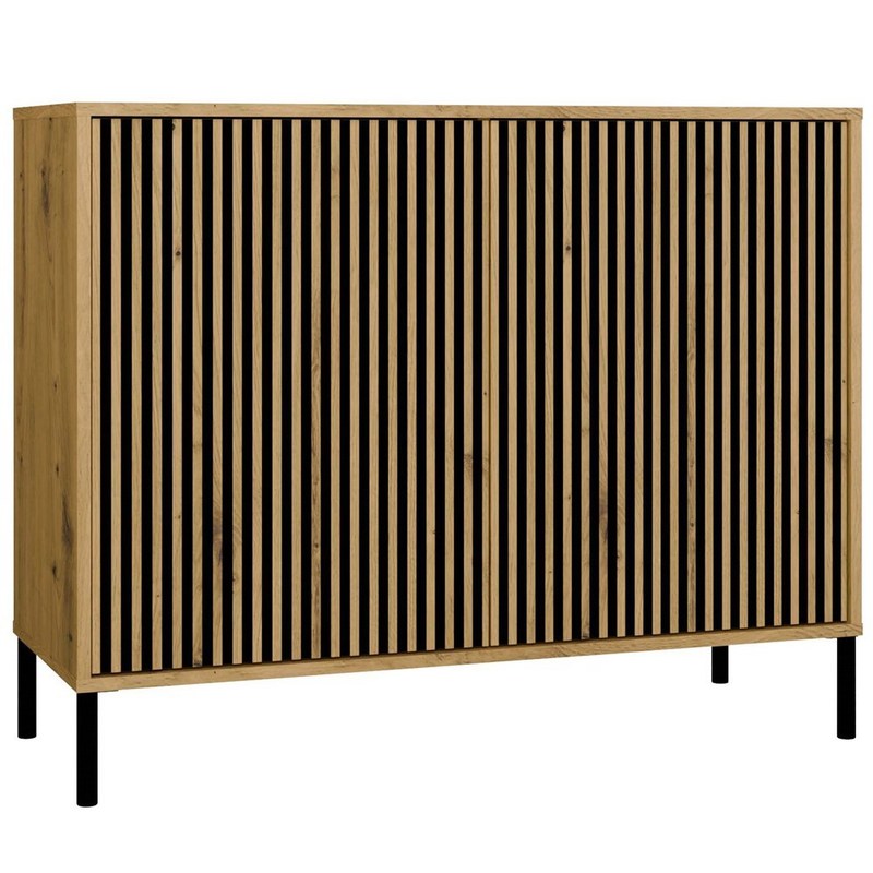 Ladefront – Ladepaneel – Ladescherm – Ladenfront – Ladekastfront – Geribbelde Lamellen – TIP-ON Opensysteem – MDF Eikenhout Look