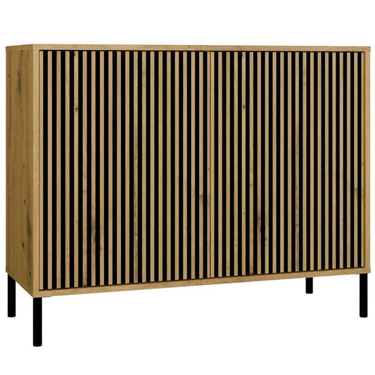 Ladefront – Ladepaneel – Ladescherm – Ladenfront – Ladekastfront – Geribbelde Lamellen – TIP-ON Opensysteem – MDF Eikenhout Look