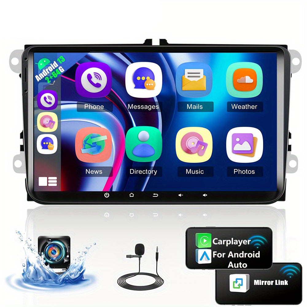 9-Inch Autoradio – Multimedia Speler – Navigatiesysteem – Touchscreen Radio – Draadloos CarPlay Android Auto – Android 13 – 64GB Opslag – Geïntegreerde GPS & WiFi