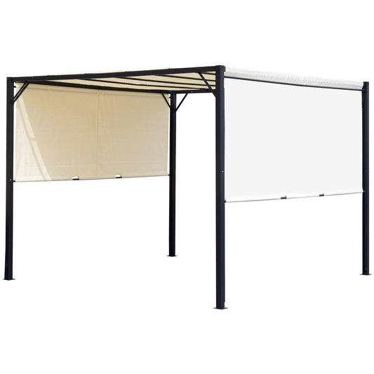 Pergola – Prieel – Tuinkapschuur – Tuinoverkapping – Uitschuifbare Pergola – Crème Kleurig Doek – 3x3 Meter – Metaal Met Epoxy Coating