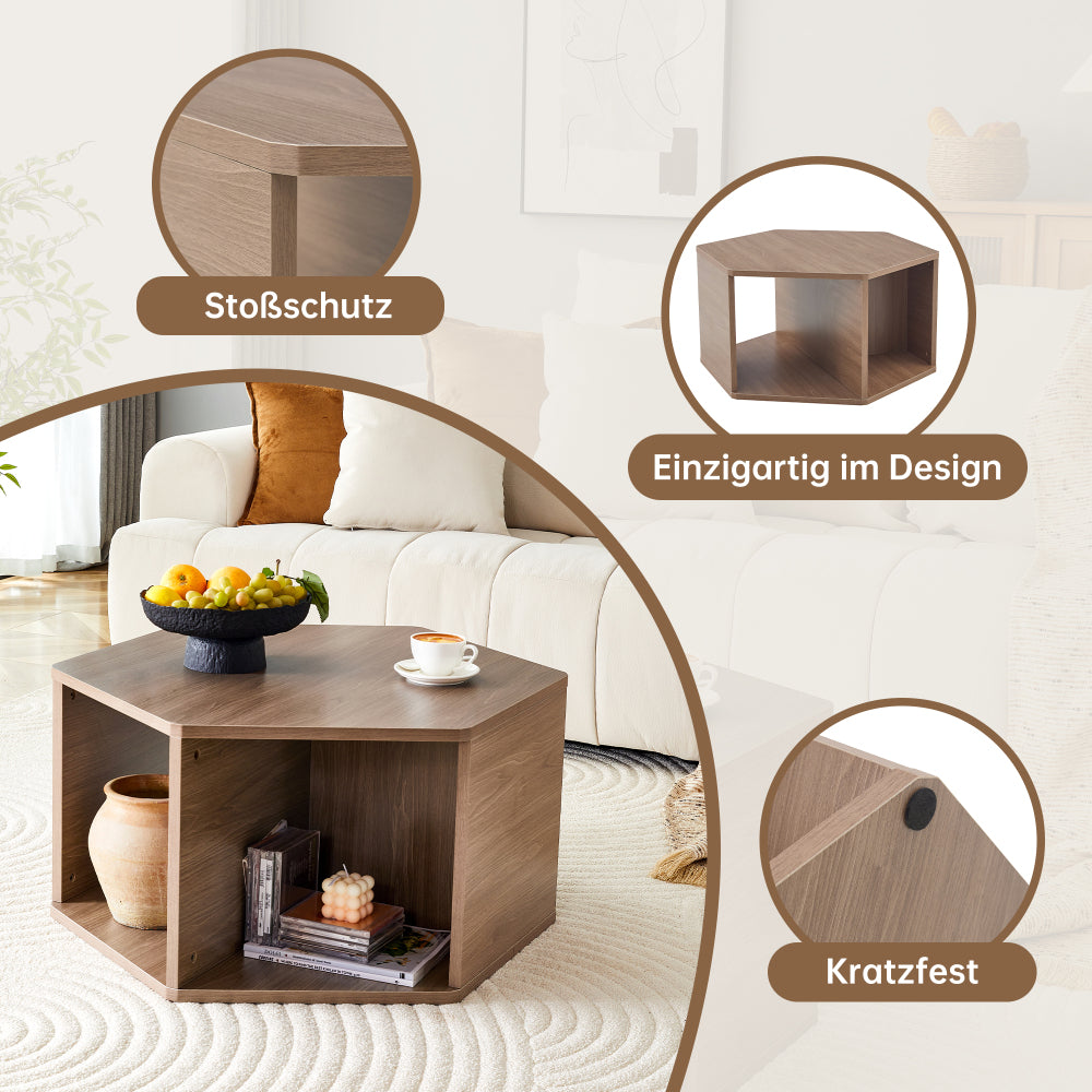 Hexagonal Multifunctional Coffee Table | 79 x 69.4 x 40 cm, Easy-to-Assemble, Modern Style, Suitable for Diverse Spaces, Metal Construction