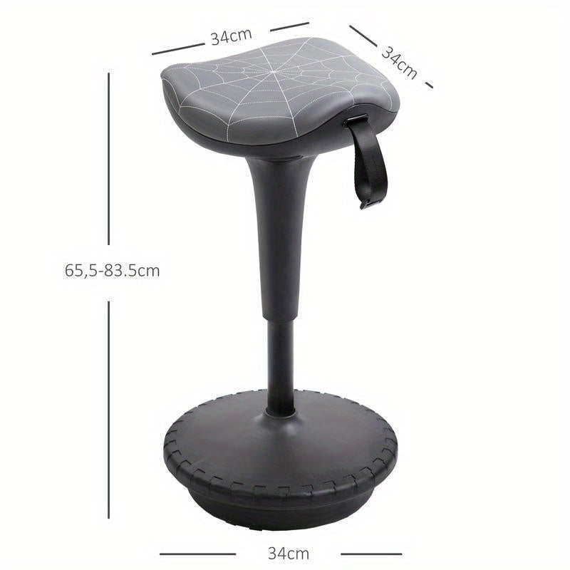 Office Stool with Swivel Function, Ergonomic Design, Adjustable Height from 65.5 to 83.5 Cm, Tiltable at 120°, Gray Color, Leisure Chair, Comfortable Living Room Furniture, Multifunctional Seat, Suitable for Living Room, Bed