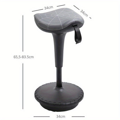 Office Stool with Swivel Function, Ergonomic Design, Adjustable Height from 65.5 to 83.5 Cm, Tiltable at 120°, Gray Color, Leisure Chair, Comfortable Living Room Furniture, Multifunctional Seat, Suitable for Living Room, Bed