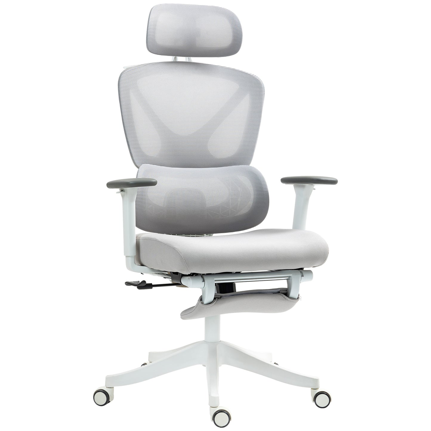 HOMCOM Office Chair Desk Chair - Adjustable Height, Reclining Backrest, 3D Armrests, Rotating Headrest, Adjustable Lumbar Support, Mesh Fabric Office Seat, 71x70x119cm, Black