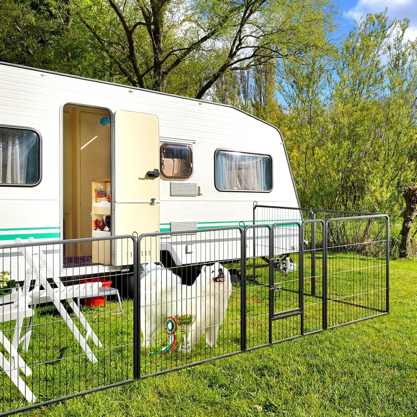 Hondenren – Speelren – Dierenren – Puppyren – Kattenren – Inklapbaar – Stabiel Zwart Metaal – 190x190x80 cm