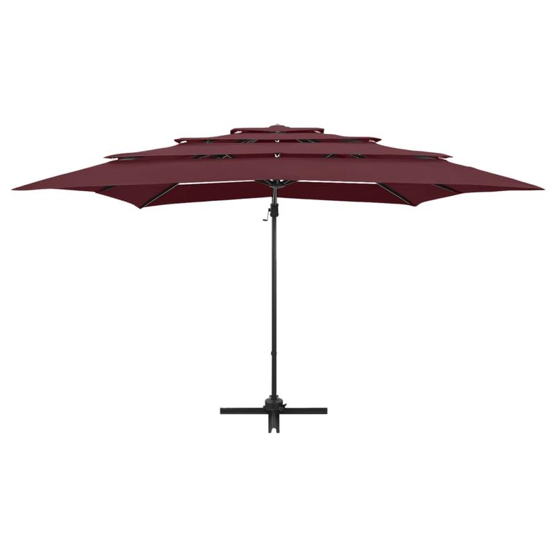 parasol – zonnescherm – tuinparasol – terrasparasol – bordeauxrood – 250x250 cm – 4-laags doek – roestvrijstalen frame