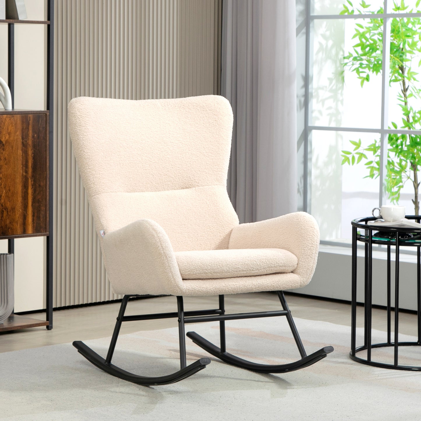 Schommelstoel – Relaxstoel – Fauteuil – Loungestoel – Voedingsstoel – 10 cm Dikke Foam Zitting – Gebogen Stalen Poten