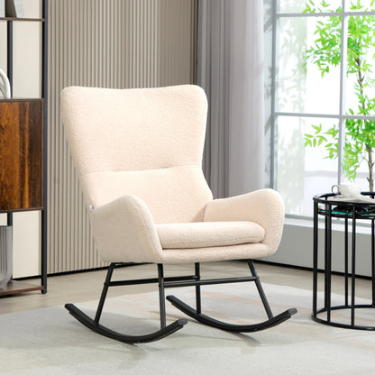Schommelstoel – Relaxstoel – Fauteuil – Loungestoel – Voedingsstoel – 10 cm Dikke Foam Zitting – Gebogen Stalen Poten