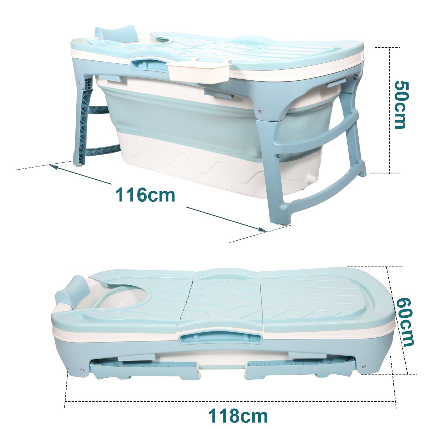 Opvouwbare Badkuip – Inklapbaar Bad – Mobiele Badkuip – Zitbad – IJsbad – 118 cm Lang – Duurzaam PP + TPE Materiaal – Ruimtebesparend Design
