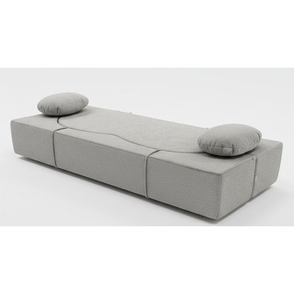 Sofa Bed – Slaapbank – Bankbed – Bedbank – Slaapbank Kinderkamer – Scandinavisch Design – Memory Foam Matras 200x100 cm – Afneembare Wasbare Boucle Bekleding Grijs