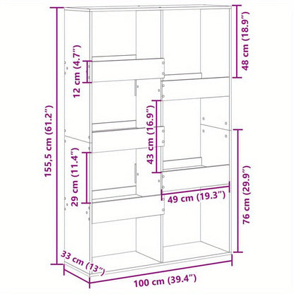 Room Divider 100X33X155.5 Cm Made of Treated Wood in Gray Sonoma Oak. Suitable for Office, Bedroom, Living Room, And Study.
