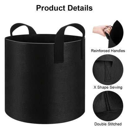 Set van 10 Plantenzakken met Handvatten – Grow Bags Plantenzakken en Plantencontainers – Capaciteit 11–37L