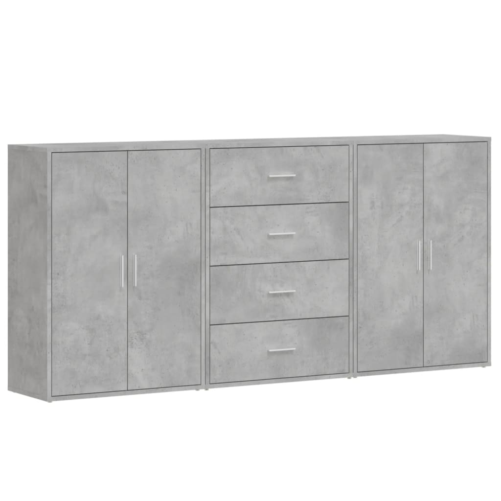 Dressoir – Ladekast – Opbergkast – Woonkamerkast – Kast – Beton Grijs – Robuust Materiaal – Veel Opbergruimte