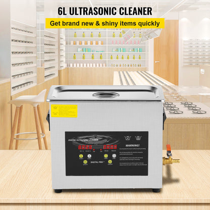 Ultrasone Reiniger – Ultrasoon Reinigingsapparaat – Sieradenreiniger – Brillenreiniger – Horlogereiniger – 6 Liter Capaciteit – Instelbare Verwarming en Timer