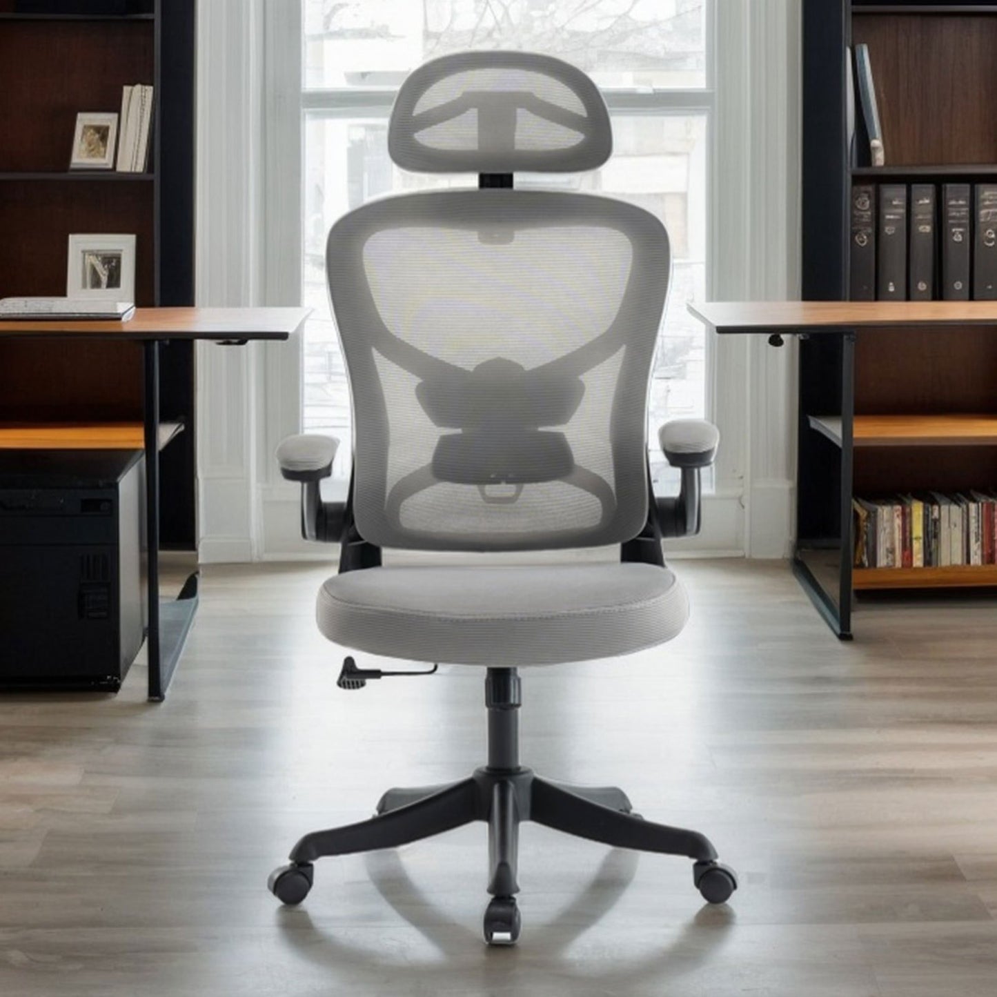 Ergonomic Office Chair, Desk Chair with Adjustable Headrest, Armrests, Lumbar Support, Swivel Chair, Rocker Function, Mesh Executive Chair, Back-Friendly, Office Chair 150 kg