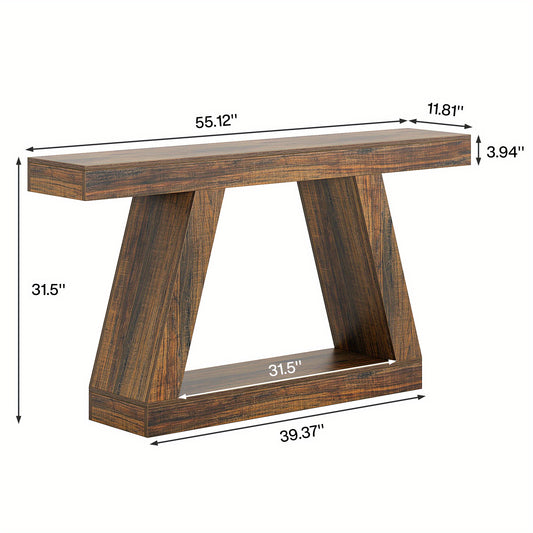 1pc 139.7cm Modern Rustic Farmhouse Console Table - Long Narrow Sofa Entryway Table with Storage Shelf, Space-Saving /Particleboard Suitable for Hallway, Living Room, Assembly, Spacious for Decorations (Table Only)