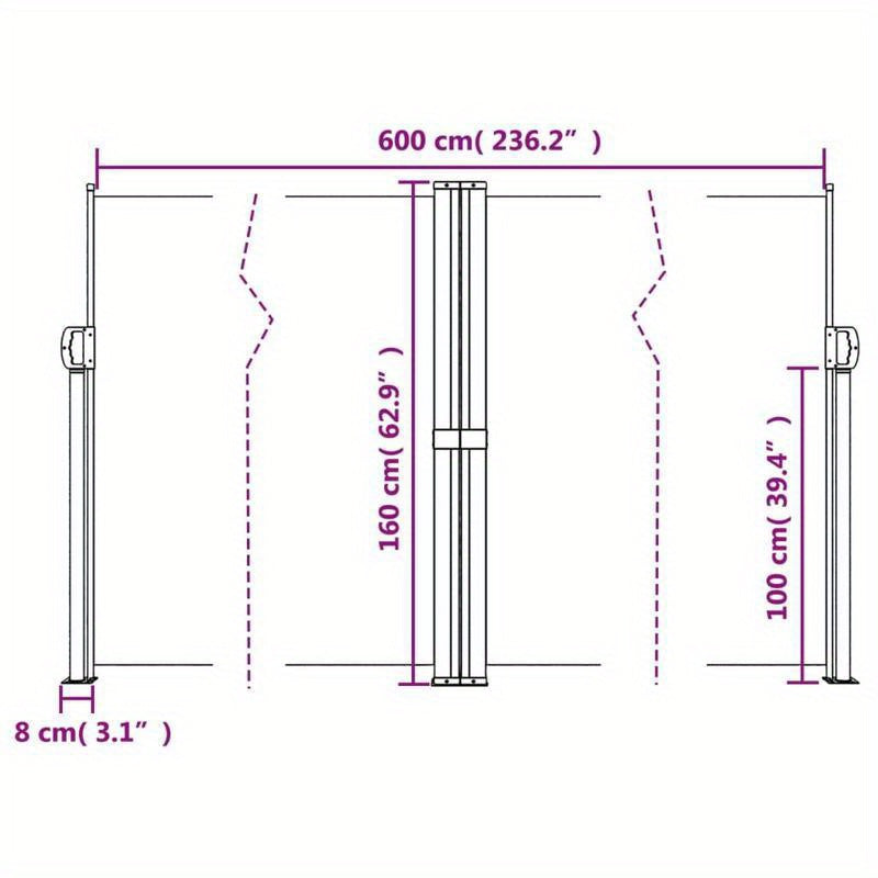 Uitschuifbaar Windscherm – Privacy Scherm – Beschermingsscherm – Balkon Scherm – Tuin Windscherm – 160 Cm Hoog – 600 Cm Breed - Zwart