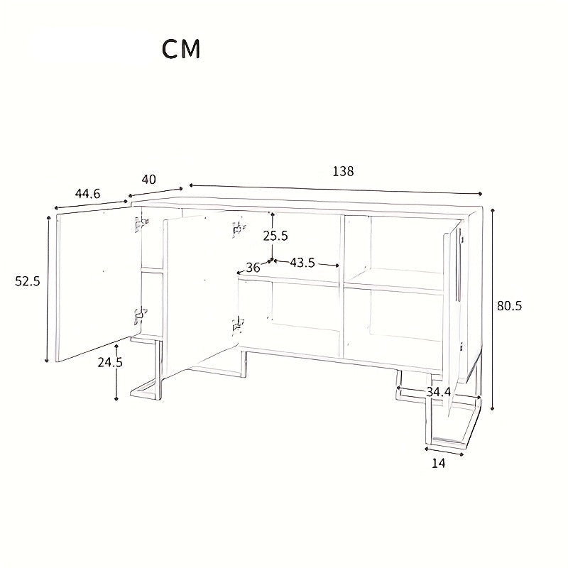 Dressoir – Buffet – Sideboard – Credenza – Opbergmeubel – Modern Blauw – Gouden Handgrepen – Duurzaam Niet-Houten Materiaal – Ruime Opbergruimte