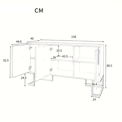 Dressoir – Buffet – Sideboard – Credenza – Opbergmeubel – Modern Blauw – Gouden Handgrepen – Duurzaam Niet-Houten Materiaal – Ruime Opbergruimte
