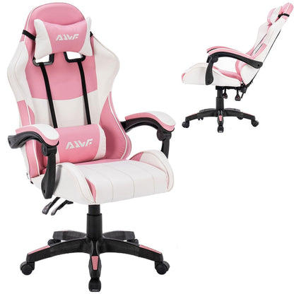 Gamingstoel – Gamestoel – Gaming Chair – Game Stoel – Bureaustoel – Ergonomisch Design – Verstelbare Rugleuning & Zithoogte – Roze