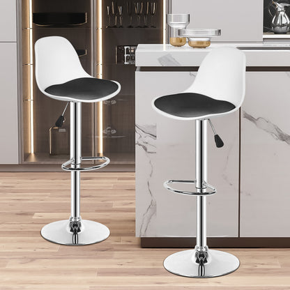 8pcs Adjustable Bar Stool Set, Electroplating, PU Seat Cushion, Swivel Seat, Height Adjustable 55-75 Cm