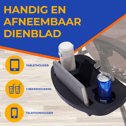 Lounge Stoel – Tuinstoel – Ligstoel – Relaxstoel – Verstelbare Stoel – Ingebouwd Zonnescherm – Afneembare Zijtafel met 2 Cupholders