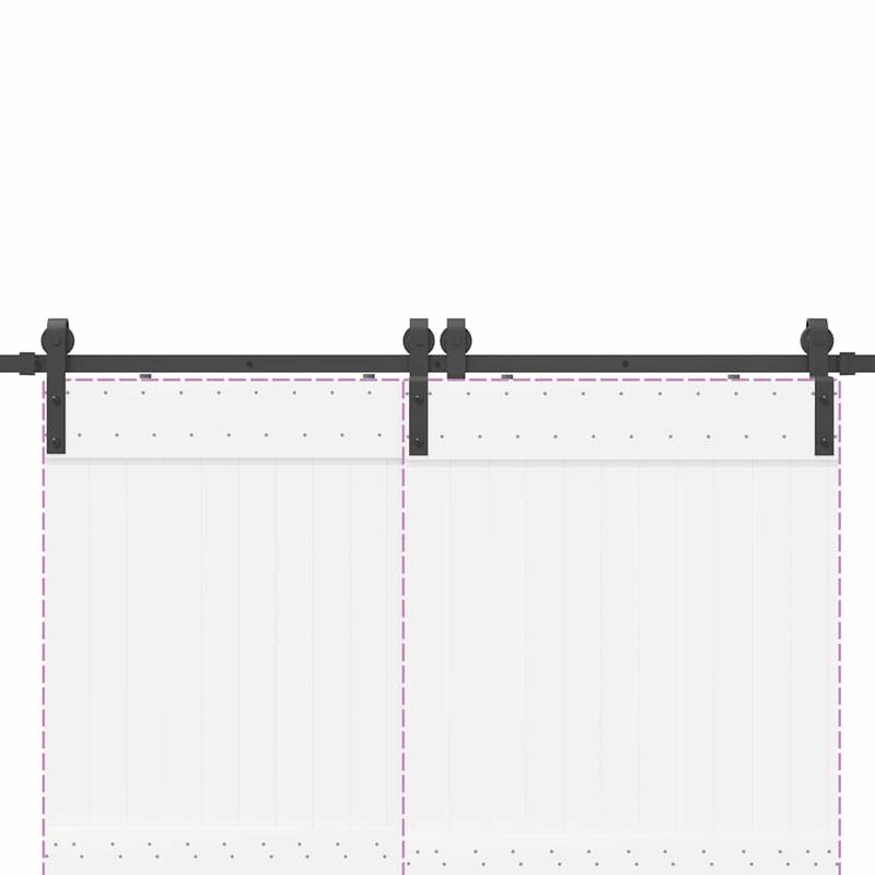 Schuifdeursysteem – Schuifdeur Systeem – Schuifdeurbeslag – Barn Deur Set – Railsysteem – Zwaar Stalen Constructie – 200 cm Zwarte Rail – Stevig & Soepel Schuivend