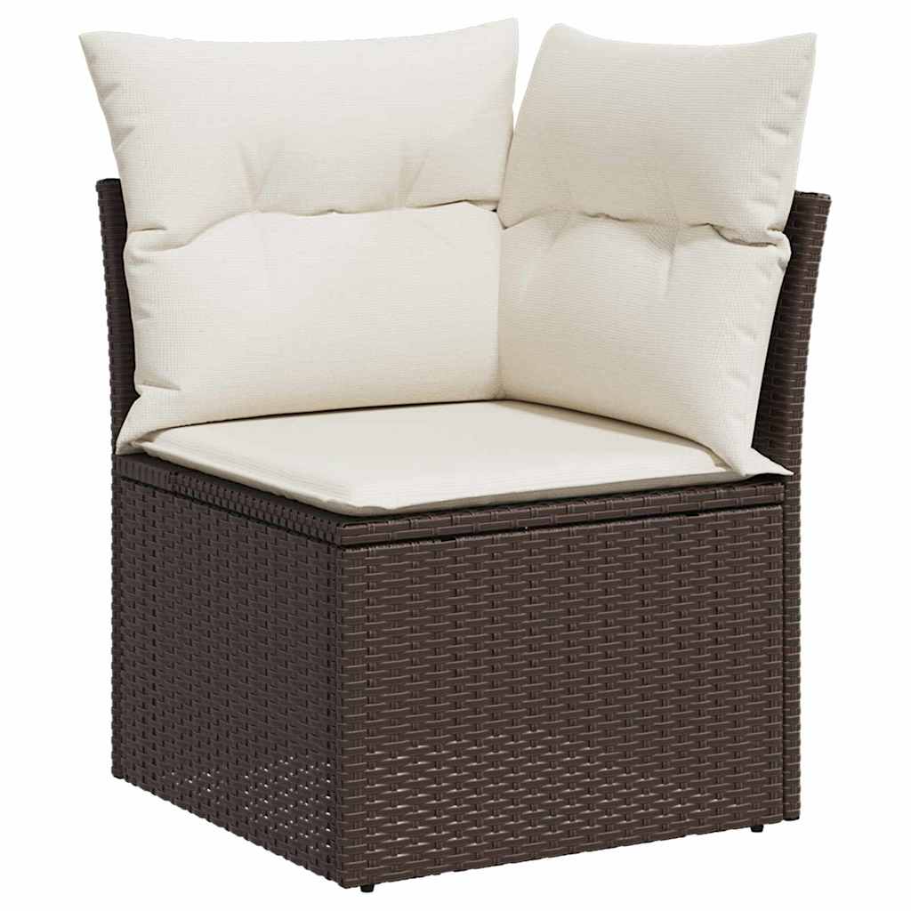 Tuinbank – Buitenbank – Loungeset – Modular Sofa – Tuinmeubel – 7-Zits – Weerbestendig Polyrattan – Met Witte Kussens