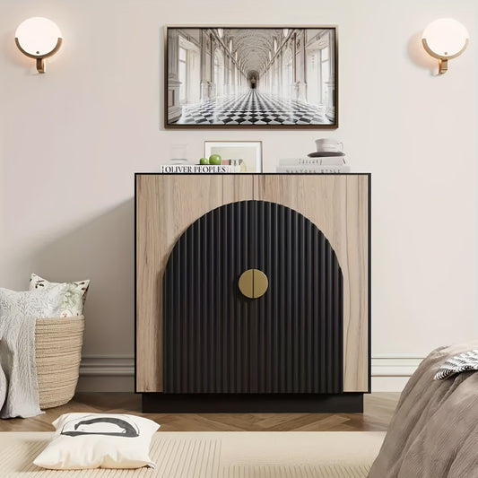 Mid-Century Sideboard – Dressoir – Opbergkast – Kast – Vintage Meubel – 80x40x80 cm – Verstelbare Planken – Zwarte Bruine Houten Afwerking