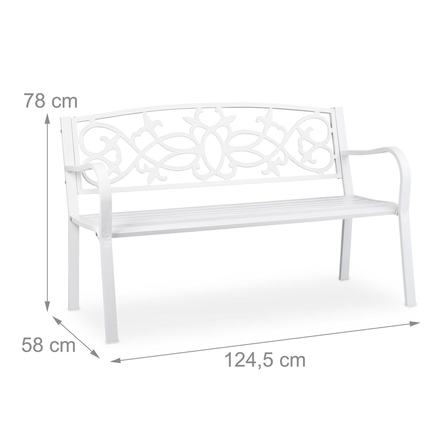 Tuinbank – Buitenbank – Parkbank – Tuinmeubel – Balkonbank – Weerbestendig Staal & Gietijzer – Comfortabele 2-Persoons Zitplaats 124,5x78x58 cm