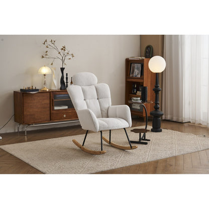 White Recliner Chair with Soft Teddy Bear Fabric & Tufted Design - Padded Seat, Solid Back Support, Easy Assembly, No Power Needed for Living Room & Bedroom Comfort, Recliner Chair, Bedroom Seating, Elegant Seating, Plush Cus