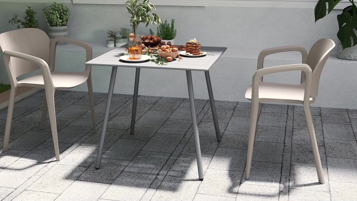 Tuinset – Tuintafel – Diningset – Bistroset – Loungeset – 6 Personen – Waterbestendig Lattenblad – Roestvrij Stalen Frame – Grijs – 150x80x74 cm