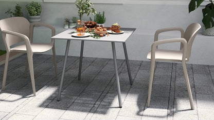 Tuinset – Tuintafel – Diningset – Bistroset – Loungeset – 6 Personen – Waterbestendig Lattenblad – Roestvrij Stalen Frame – Grijs – 150x80x74 cm