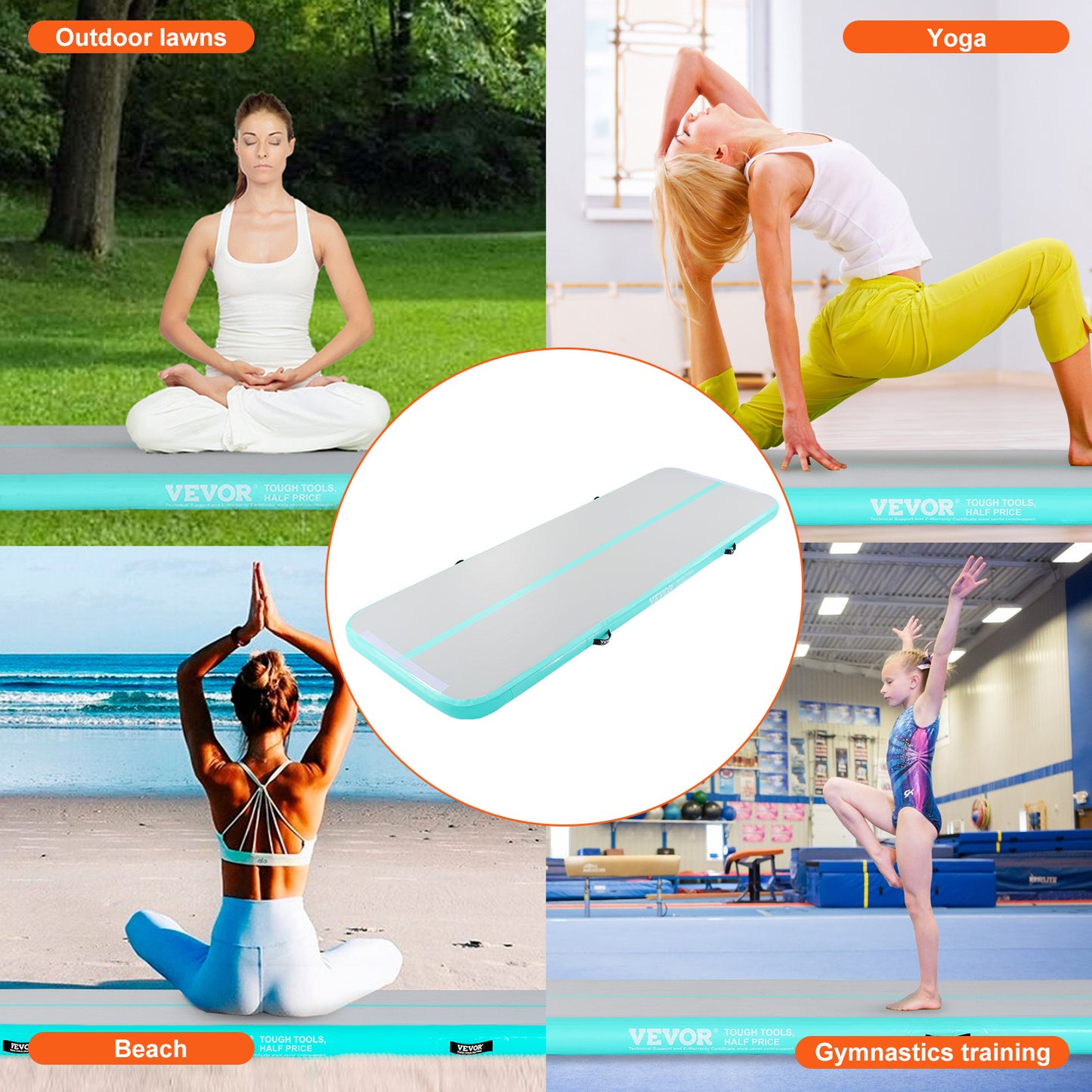 Opblaasbare Gymnastiekmat – Air Track – Tumbling Mat – Trainingsmat – Gym Mat – 13ft Lengte – Inclusief Elektrische Luchtpomp – Duurzaam PVC Material