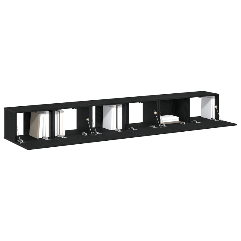 Set di Mobile TV a 3 Pezzi in Wood Ingegnerizzato Nero Practical Removable