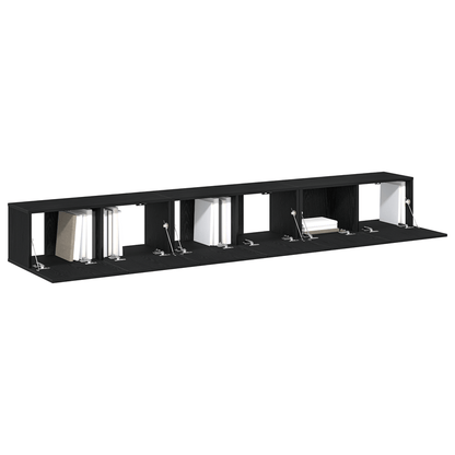 Set di Mobile TV a 3 Pezzi in Wood Ingegnerizzato Nero Practical Removable