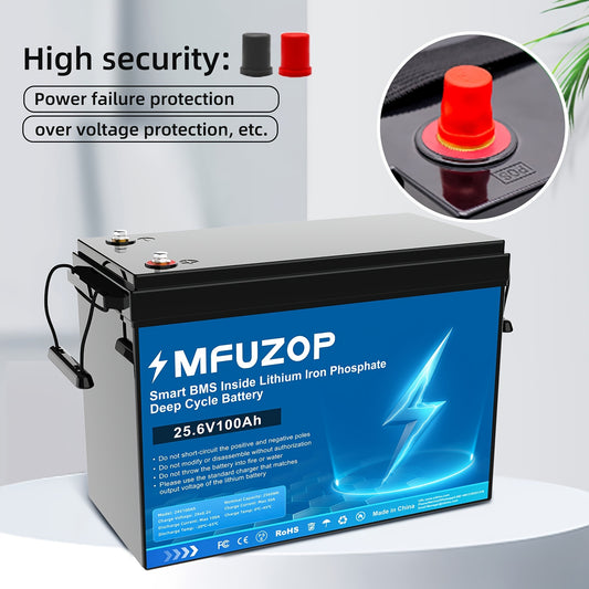 LiFePO4 Accu – Lithium Accu – Bootaccu – Camperaccu – Zonne-energie Accu – 25,6V 100Ah – Grade A Lithiumcellen – 15.000 Cycli Langdurige Levensduur