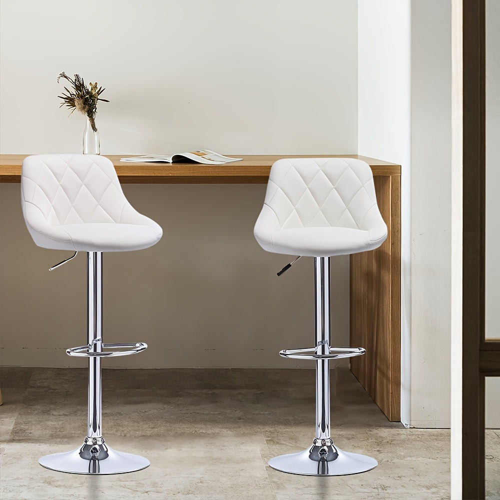 Barstoel – Barkruk – Barstoelen – Keukenkruk – Barkrukken Set Van 4 – Kunstleren Bekleding – Verstelbare Hoogte 85-105 cm – Draaibaar – Wit