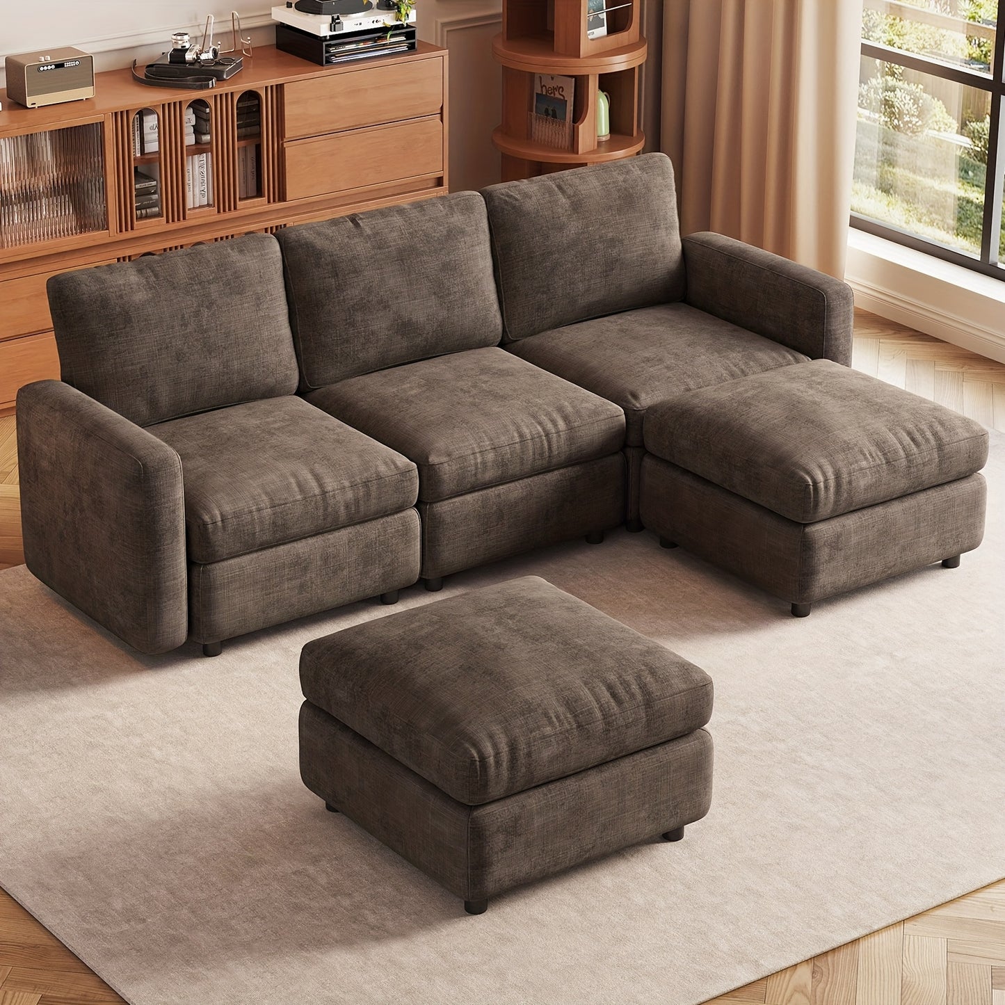 Moderne Modulaire Hoekbank – Loungebank – Slaapbank – Sofa – Zitbank – Met Opbergruimte – Oversized U-Vorm – Duurzaam Niet-Houten Frame