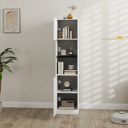 HOMCOM Storage Furniture Bookcase, Storage Shelf, with 2 Doors, Adjustable Shelves, for Living Room, Home Office, Bedroom, 40 x 38 x 160 cm White