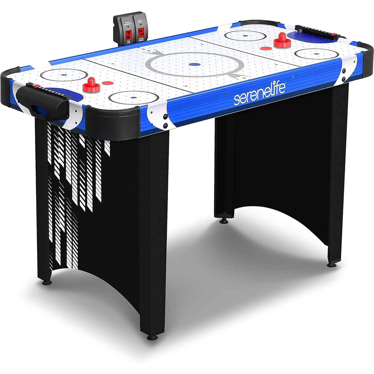 Air Hockey Tafel – Airhockey Spel – Tafelspel – Lucht Hockey – Speeltafel – Blauw Zwart – Ingebouwd Digitaal Scorebord – Krachtige 110V Ventilator
