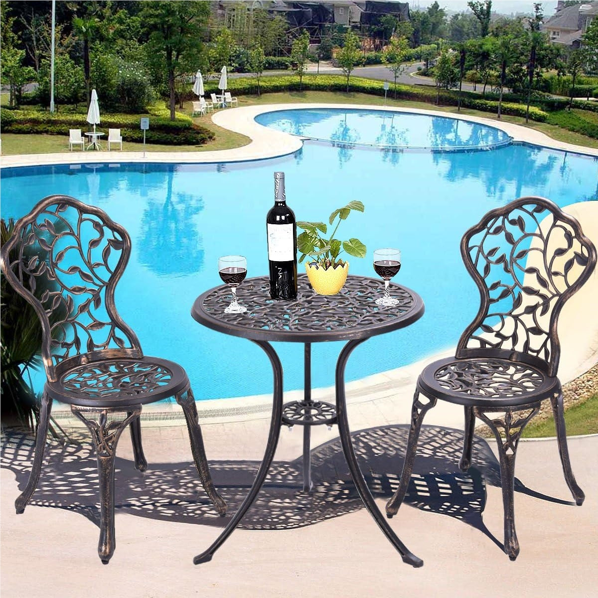Tuinmeubelset 3-delig – Balkonset – Balkonmeubilair – Terrasmeubels – Tuinmeubilair – Aluminium Gietmateriaal – Weerbestendig – Compact Design