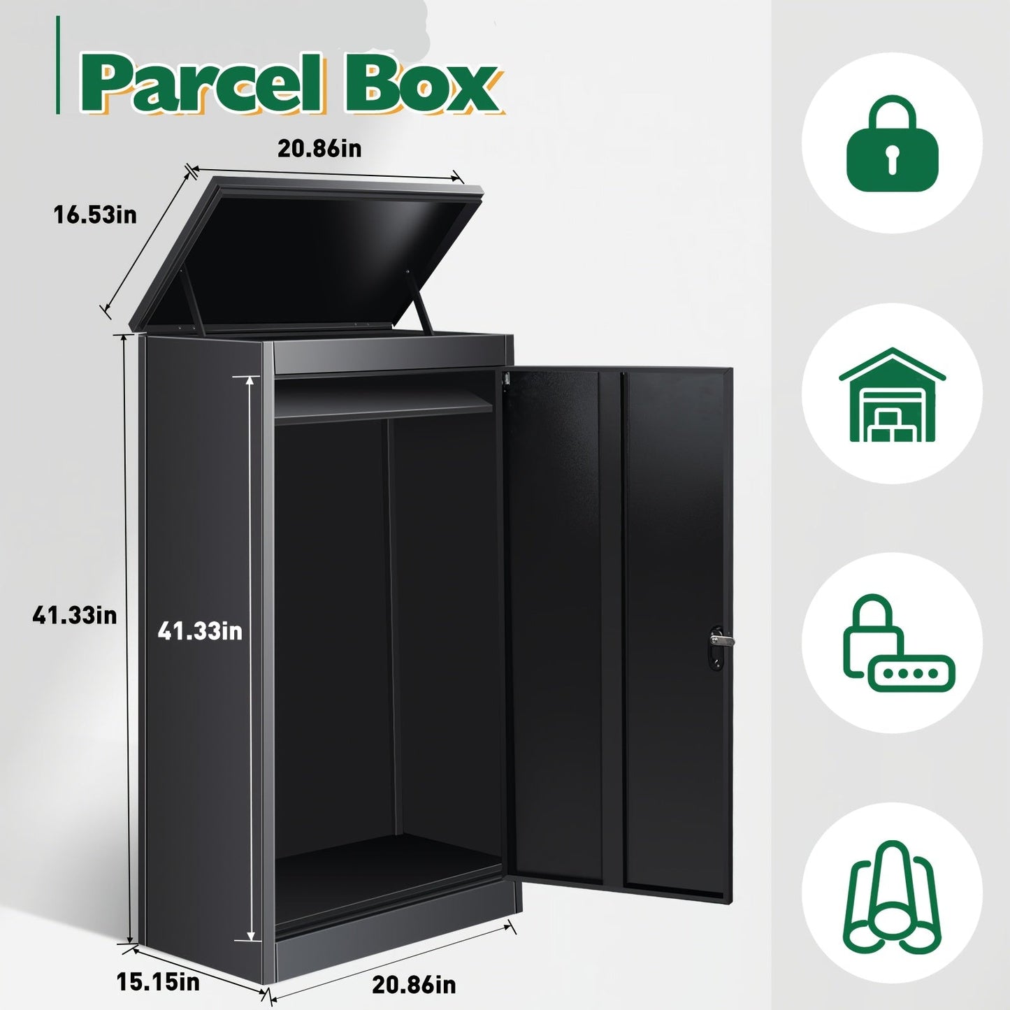 Brievenbus – Pakketbrievenbus – Pakketbox – Buitenbrievenbus – Postbus – Zwaar Metalen Behuizing – Groot Formaat 53x42x105 cm – Inclusief Veiligheidsslot