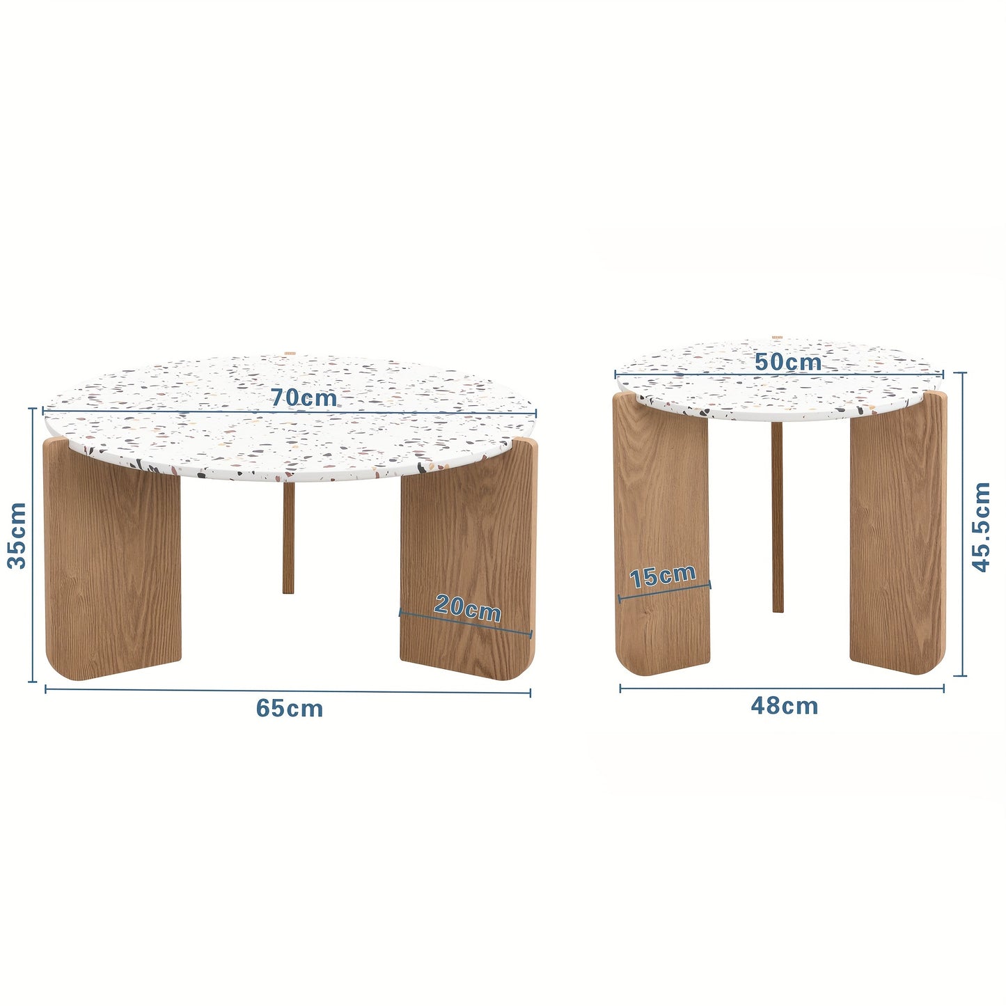 Modern Couchtisch – Beistelltisch – Wohnzimmer Tisch – Sofa Tisch – Balkon Tisch – 2er-Set – Natuurlijk Hout – Compact & Duurzaam