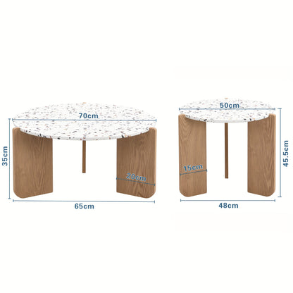 Modern Couchtisch – Beistelltisch – Wohnzimmer Tisch – Sofa Tisch – Balkon Tisch – 2er-Set – Natuurlijk Hout – Compact & Duurzaam